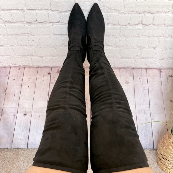 UNISA Unultan Over-The-Knee Black Faux Suede Fabric Boots--8 - Picture 3 of 16